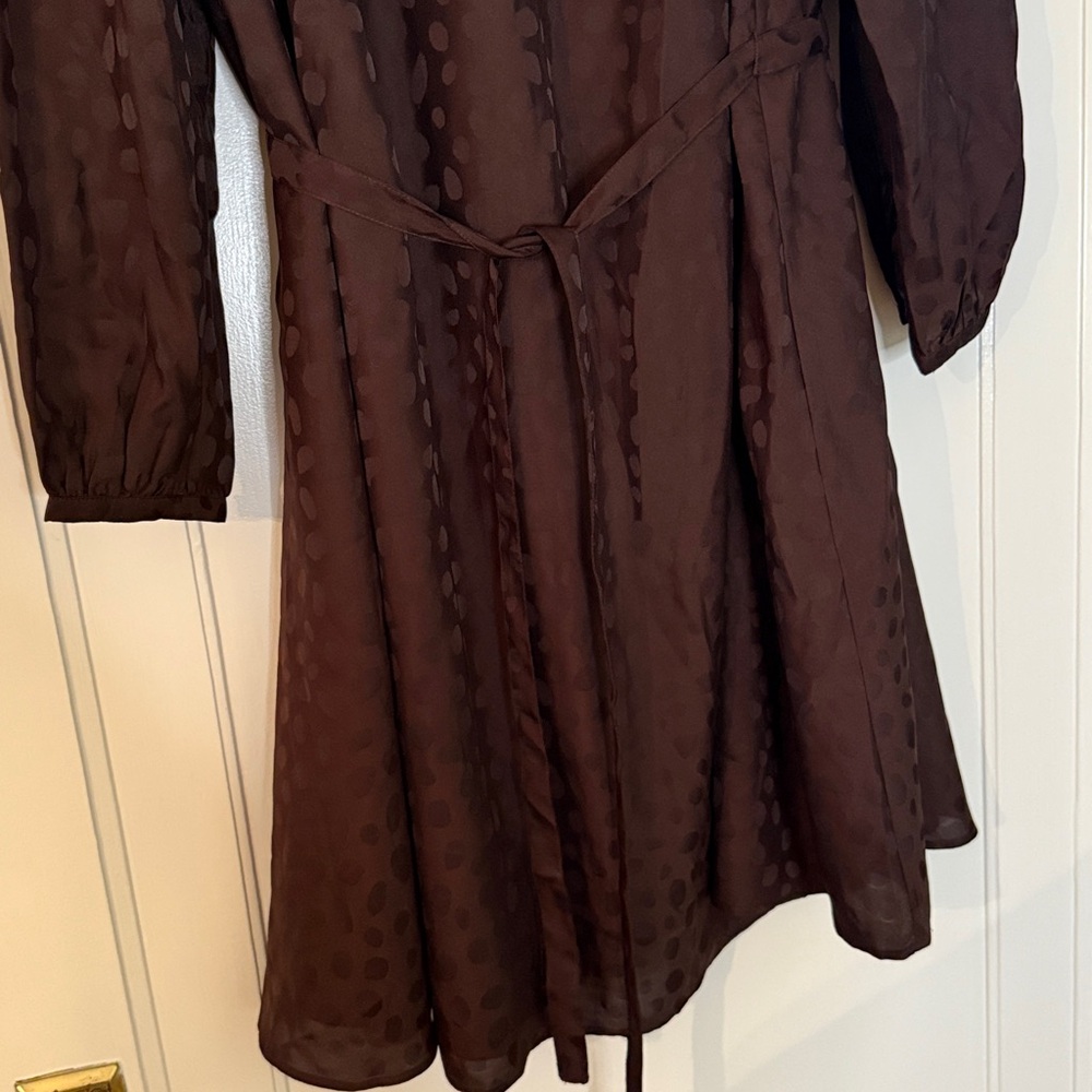 Ann Taylor Dark Brown Long Sleeve Dress with Cloth Belt Size L - Picture 4 of 5